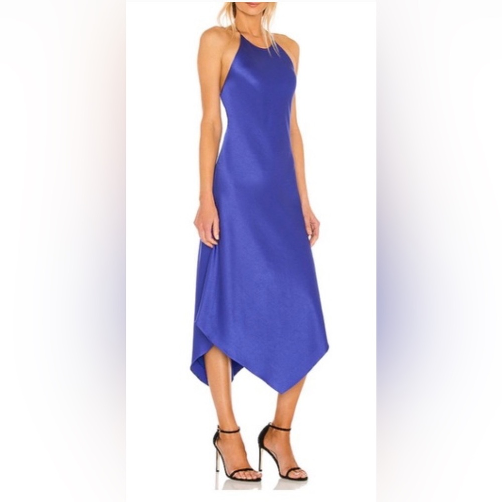 Alice + Olivia Silk Handkerchief Halter Midi Dress